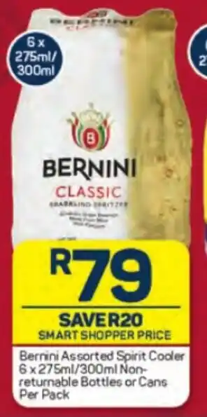Pick n Pay Liquor Bernini Assorted Spirit Cooler 6x275ml/300ml Non-returnable Bottles or Cans Per Pack offer