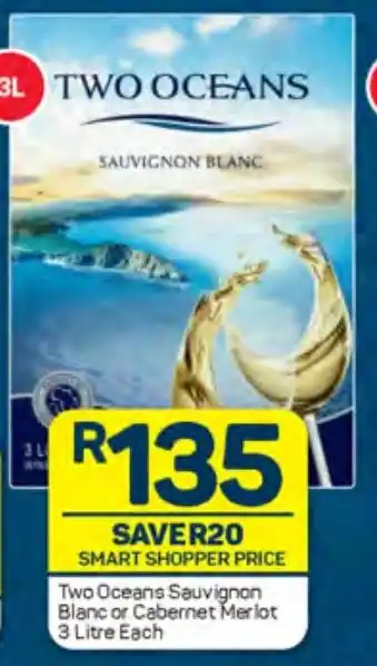 Pick n Pay Liquor Two Oceans Sauvignon Blanc or Cabernet Merlot 3 Litre Each offer