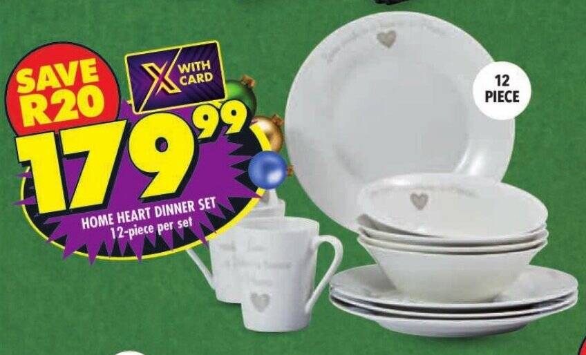 HOME HEART DINNER SET 12piece per set offer at Shoprite