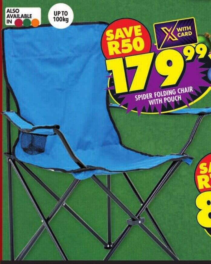 SPIDER FOLDING CHAIR WITH POUCH offer at Shoprite