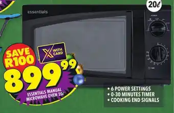 Shoprite ESSENTIALS MANUAL MICROWAVE OVEN 20L offer