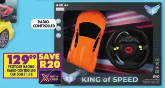 Shoprite EXOTICAR RACING RADIO-CONTROLLED CAR SCALE 1:18 offer