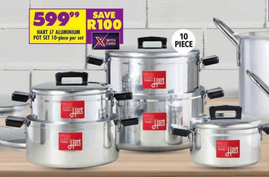 HART J7 ALUMINIUM POT SET 10piece per set offer at Shoprite