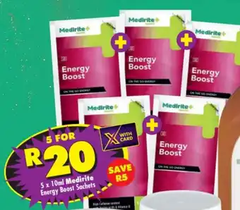 Shoprite 5 x 10ml Medirite Energy Boost Sachets offer