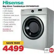 HiFi Corp Hisense 8kg silver tumbler dryer dv1w801us1 offer