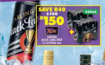 Shoprite CARLING BLACK LABEL BEER 2x 6x500ml cans offer