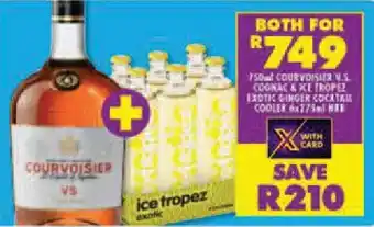 Shoprite 750ml COURVOISIER V.S. COGNAC & XE TROPEZ EXOTIC GINGER COCKTAIL COOLER 6x175ml offer