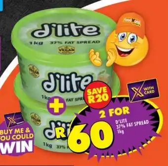 Shoprite D'LITE 37% FAT SPREAD 1kg offer
