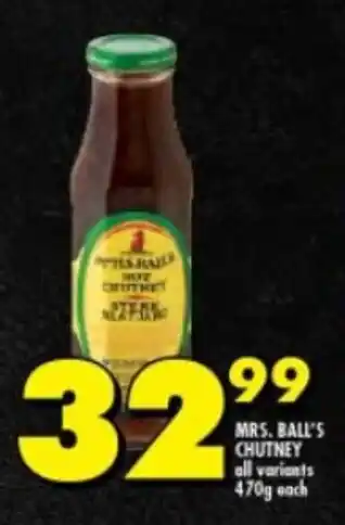 Shoprite MRS. BALL'S CHUTNEY all variants 470g each offer