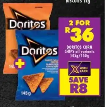 Shoprite DORITOS CORN 145g/150g offer