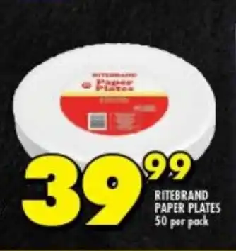 Shoprite RITEBRAND PAPER PLATES 50 per pack offer