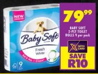 Shoprite BABY SOFT 2-PLY TOILET ROLLS 9 per pack offer