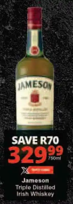 Checkers Jameson Triple Distilled Irish Whiskey offer