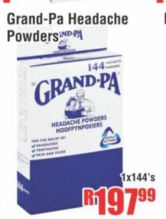 Devland Cash And Carry Grand-Pa Headache Powders 1x144's offer