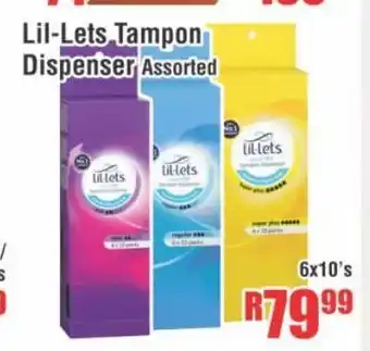 Devland Cash And Carry Lil-Lets Tampom Dispenser Assorted 6x10's offer