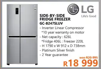 Tafelberg Furnishers LG - Side by Side Fridge Freezer GC-B247SLUV offer