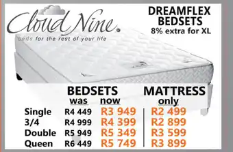 Tafelberg Furnishers Cloud Nine - Dreamflex Bedsets - Queen offer