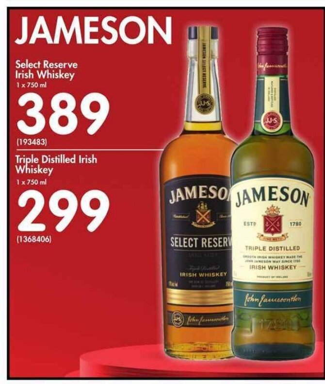 Makro’s liquor Jameson Select Reserve Irish Whiskey 750ml offer