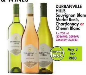 Makro’s liquor Durbanville Hills Sauvignon Blanc, Merot Rose, Chardonnay or Chenin Blanc 750ml offer