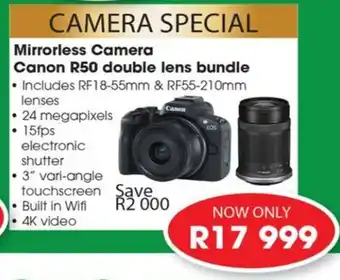Foto First Mirrorless Camera Canon R50 double lens bundle offer