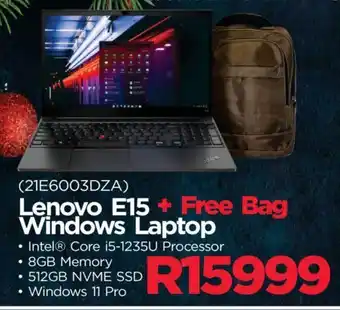 Matrix Warehouse Lenovo E15 + Free Bag Windows Laptop offer