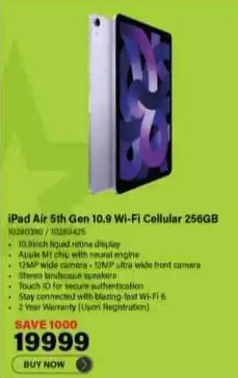Incredible Connection iPad Air 5th Gen 10.9 Wi-Fi Cellular 256GB offer