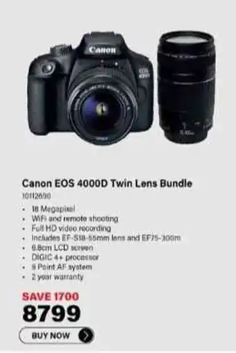 Incredible Connection Canon EOS 4000D Twin Lens Bundle offer