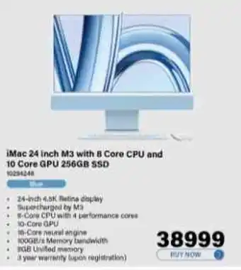 Incredible Connection iMac 24 inch M3 with 8 Core CPU and 10 Core GPU 256GB SSD offer