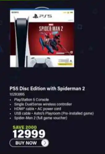 PS5 Disc Edition with Spiderman 2