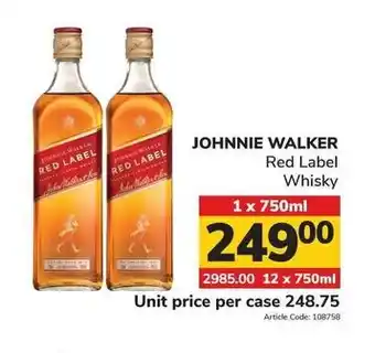 JOHNNIE WALKER Red Label Whisky 1 x 750ml