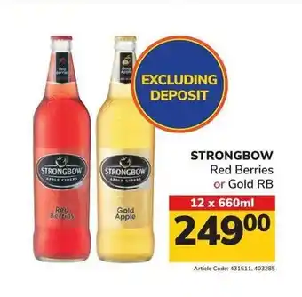 Jumbo STRONGBOW Red Berries or Gold RB 12x660ml offer