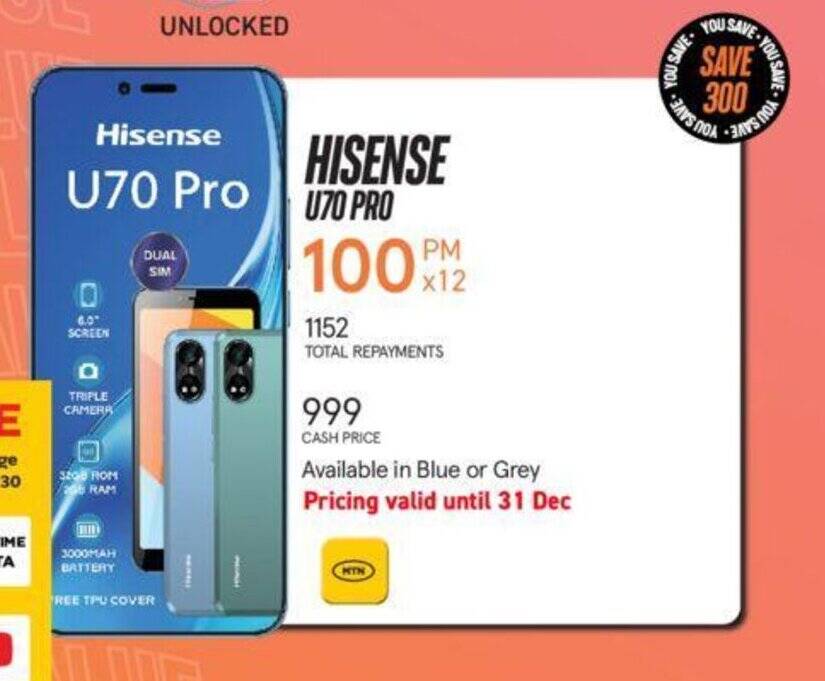 HISENSE U70 Pro offer at Jet