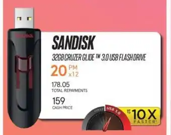 Jet SANDISK 32GB CRUZER GLIDE TM 3.0 USB FLASH DRIVE offer