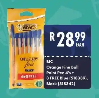 President Hyper BIC Orange Fine Ball Point Pen 4's + 3 FREE Blue, Black offer