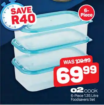 Pick n Pay o2 cook 6-Piece 1.35 Litre Foodsavers Set offer
