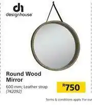 Builders Warehouse Designhouse Round Wood Mirror 600mm offer