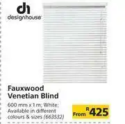 Builders Warehouse Designhouse Fauxwood Venetian Blind 600mm x 1m offer