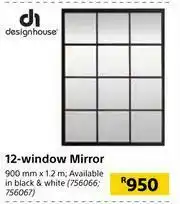 Builders Warehouse Designhouse 12 Window Mirror 900mm x 1.2m offer