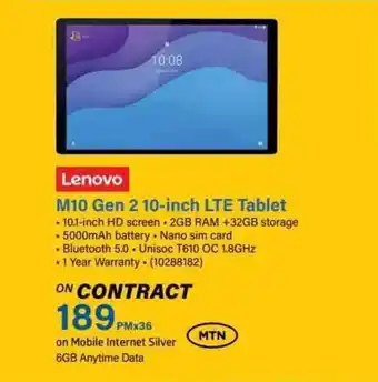 Incredible Connection Lenovo M10 Gen 2 10-inch LTE Tablet offer