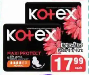 Big Save Kotex Maxi Pads 8's/10's offer