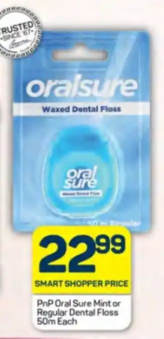 Pick n Pay PnP Oral Sure Mint or Regular Dental Floss 50m Each offer