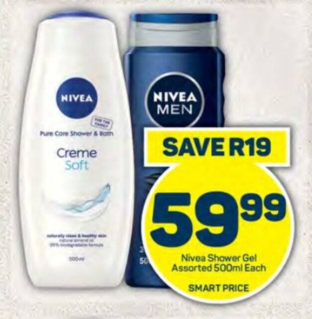 Nivea Shower Gel Assorted 500ml Each offer at Pick n Pay