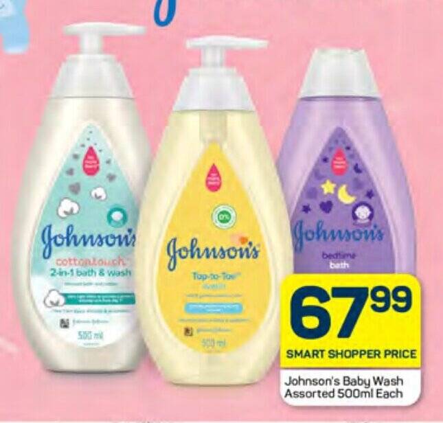 Johnson's Baby Wash Assorted 500ml Each offer at Pick n Pay