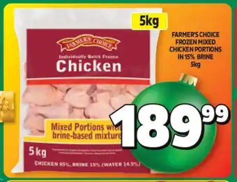 Usave FARMER'S CHOICE FROZEN MIXED CHICKEN PORTIONS IN 15% BRINE 5kg offer
