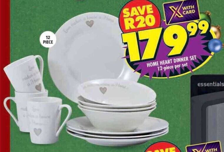 HOME HEART DINNER SET 12piece per set offer at Shoprite