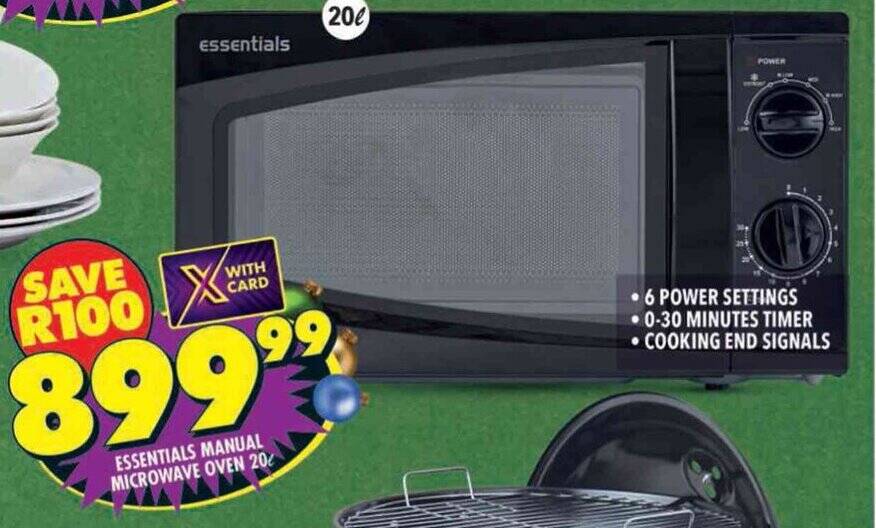 ESSENTIALS MANUAL MICROWAVE OVEN 20L offer at Shoprite