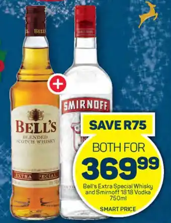 Pick n Pay Bell's Extra Special Whisky and Smirnoff 1818 Vodka 750ml offer