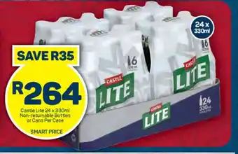 Pick n Pay Castle Lite 24 x 330ml Non-returnable Bottles or Cans Per Case offer