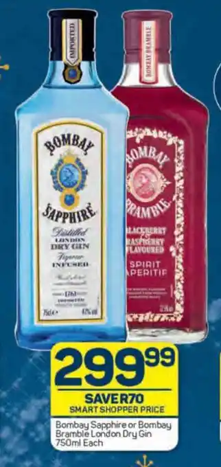 Pick n Pay Bombay Sapphire or Bombay Bramble London Dry Gin 750ml Each offer