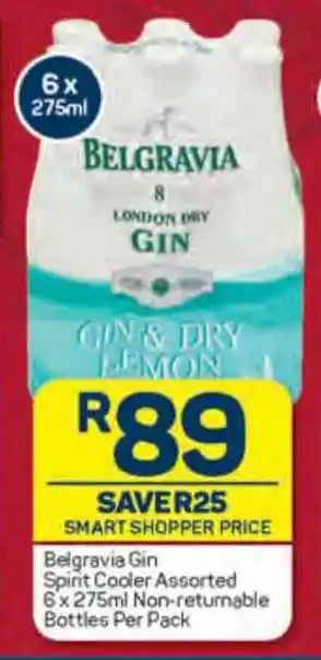 Pick n Pay Belgravia Gin Spirit Cooler Assorted 6x 275ml Non-returnable Bottles Per Pack offer